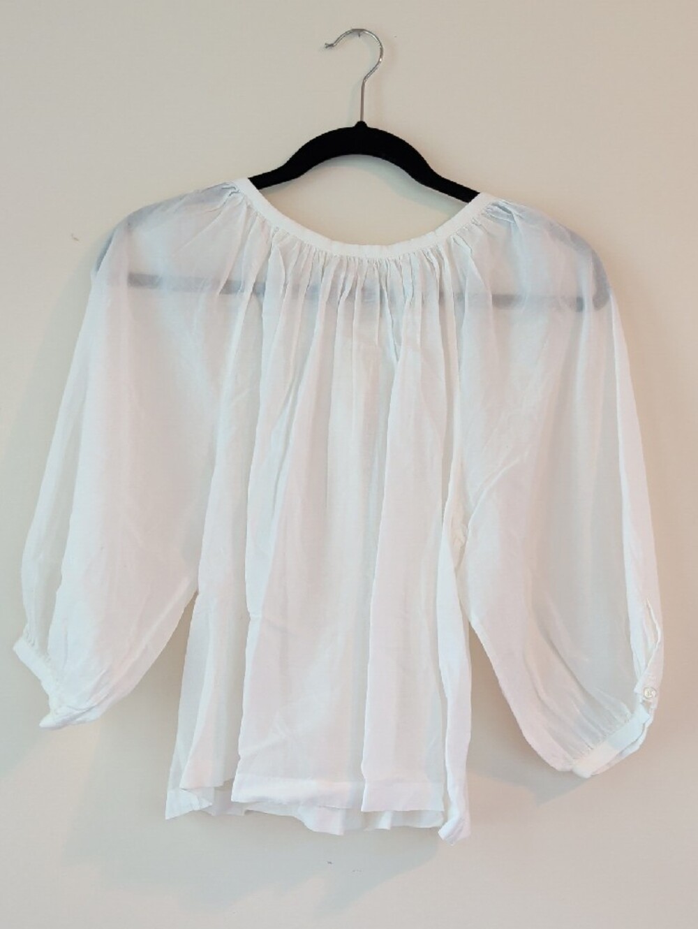 NWT Doen White Peasant Blouse Women's Button-Front Top - Picture 7 of 7